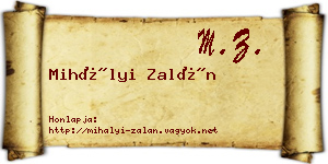Mihályi Zalán névjegykártya